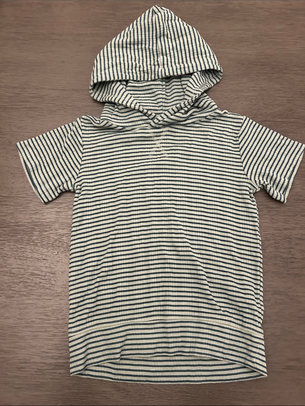 kate quinn mint and green Striped Hooded Short Sleeve Top